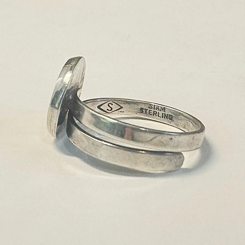 Vintage Siam Sterling Silver Niello Dancer Ring